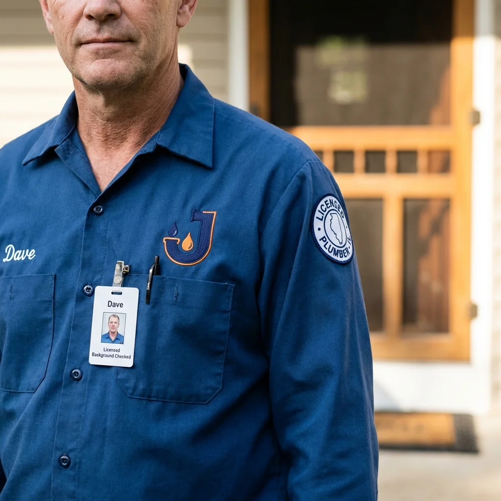 Licensed plumber showing ID badge in Los Osos, CA