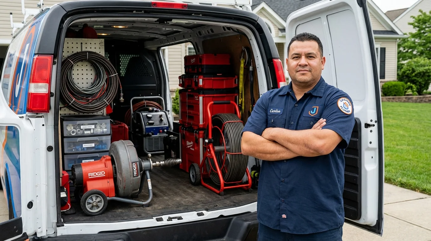 Professional drain cleaning equipment and Johns Plumbing LLC plumber in Los Osos