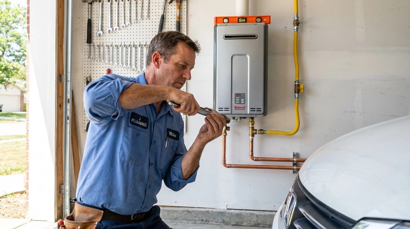 Tankless water heater installation by a Johns Plumbing LLC plumber in Los Osos